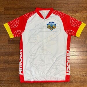 AMGEN Triathlon Team Cycling Jersey BioDerm Polyester Made in USA Size Large